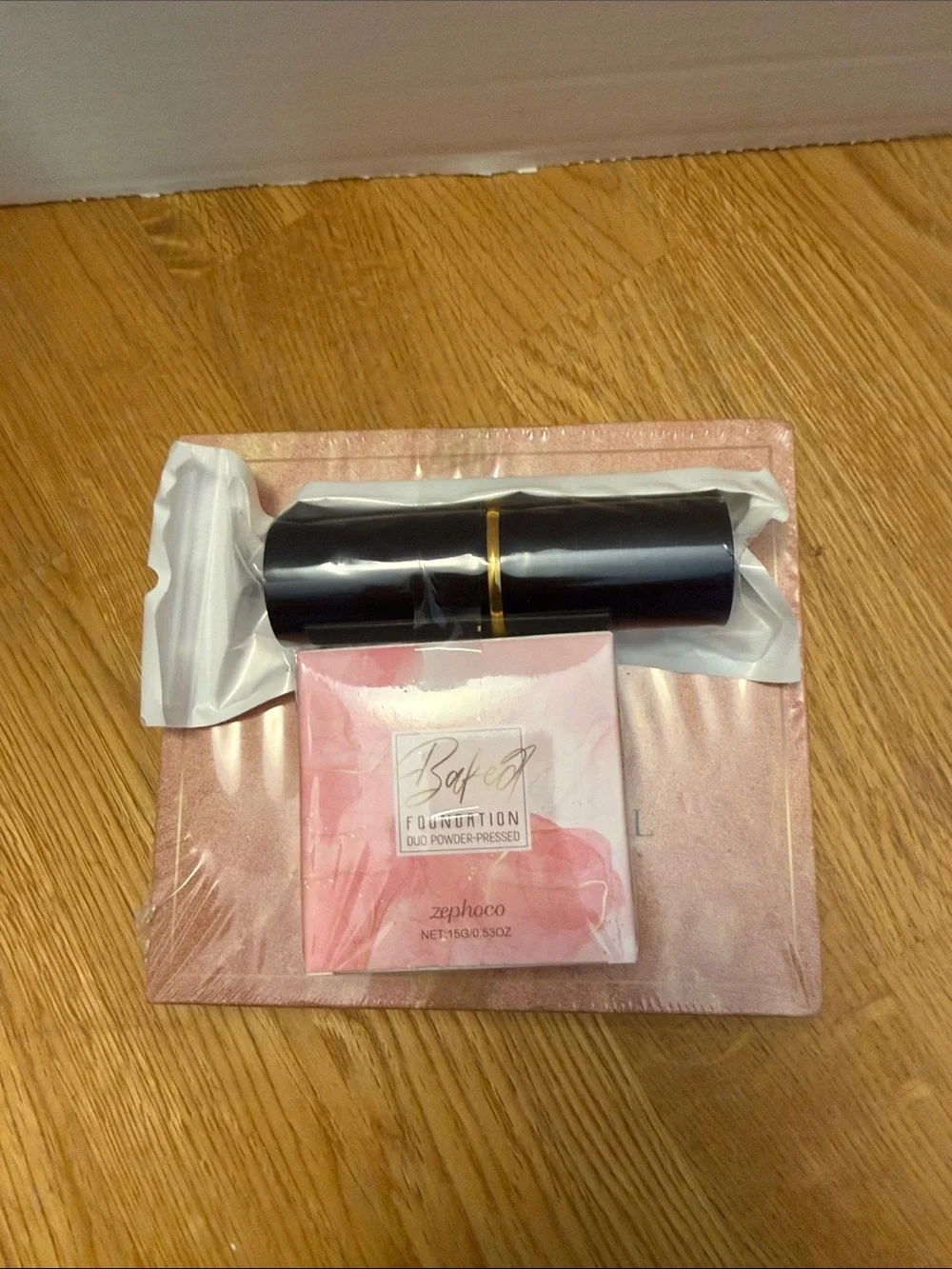 Pink Duo Powder Foundation Compact with Brush Applicator